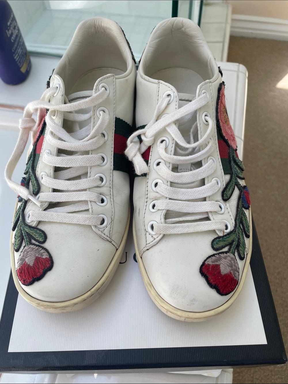 Authentic Gucci embroidered sneakers